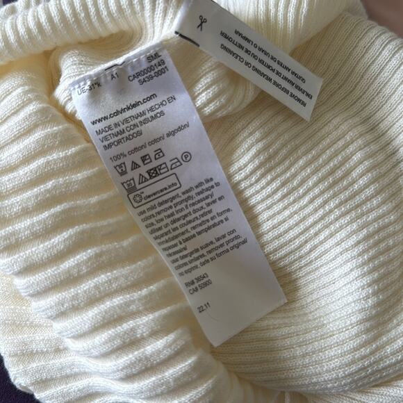 CALVIN KLEIN CREAM RIBBED SMOOTH COTTON SWEATER TANK TOP LARGE SP4O583222 - Picture 10 of 10